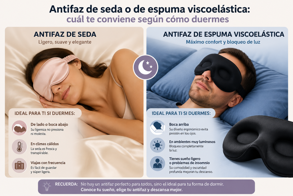 Antifaz de seda o de espuma viscoelástica