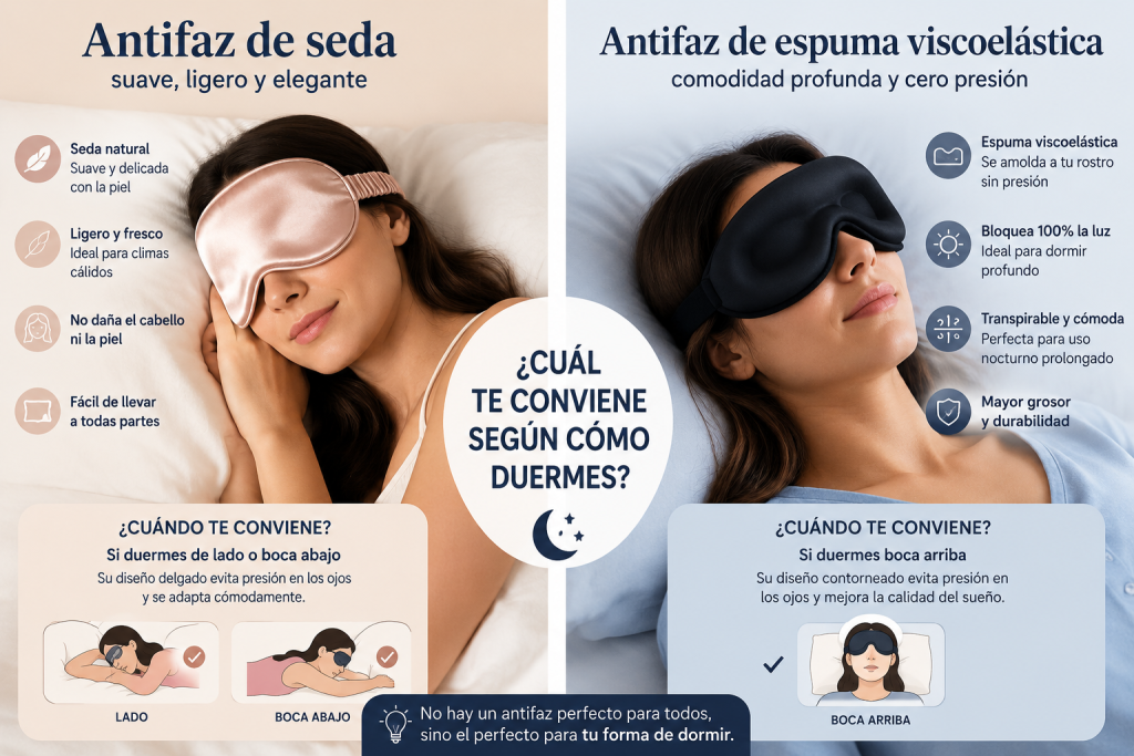 Antifaz de seda o de espuma viscoelástica